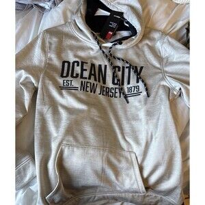 Ocean City New Jersey Hoodie Large L Jolly’s Men’s Tan Nj Sweater